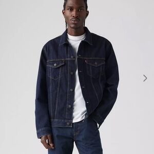 Levi's denim trucker jacket in a dark wash